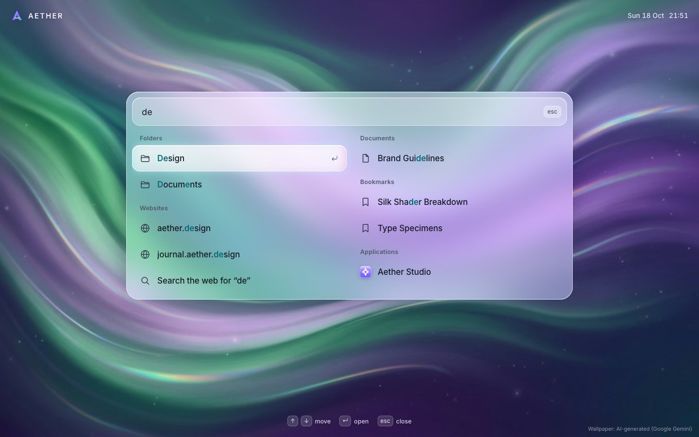 The palette in frosted CSS over the silk-aurora wallpaper: 