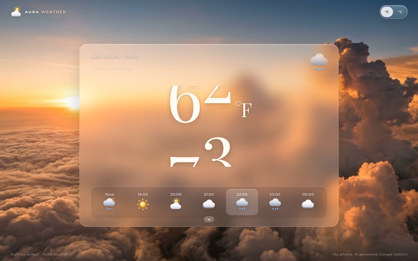 The digits caught mid-roll from 72 to 63 and the rain icon fading in as 22:00 is chosen.