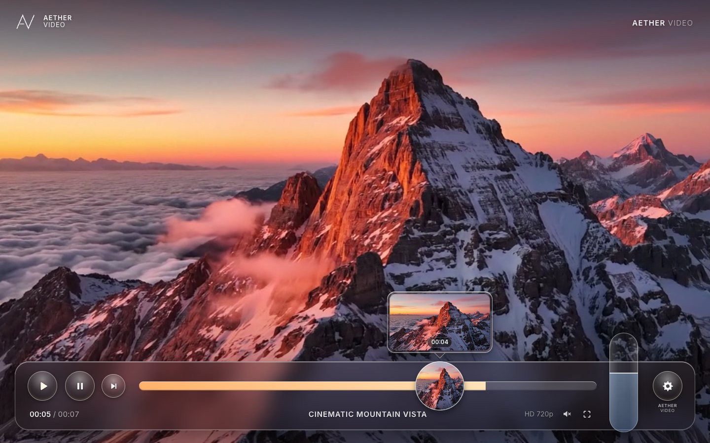 The pointer on the rod: the CSS lens bead has swollen over the rod and the preview card above it shows the frame at 00:04.